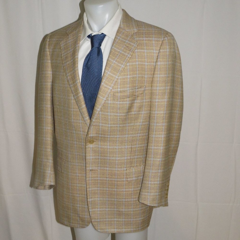 Leonard Logsdail Savile Row Bespoke Tan Plaid Two… - image 5